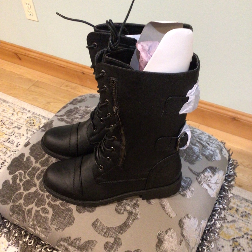 Black combat boots